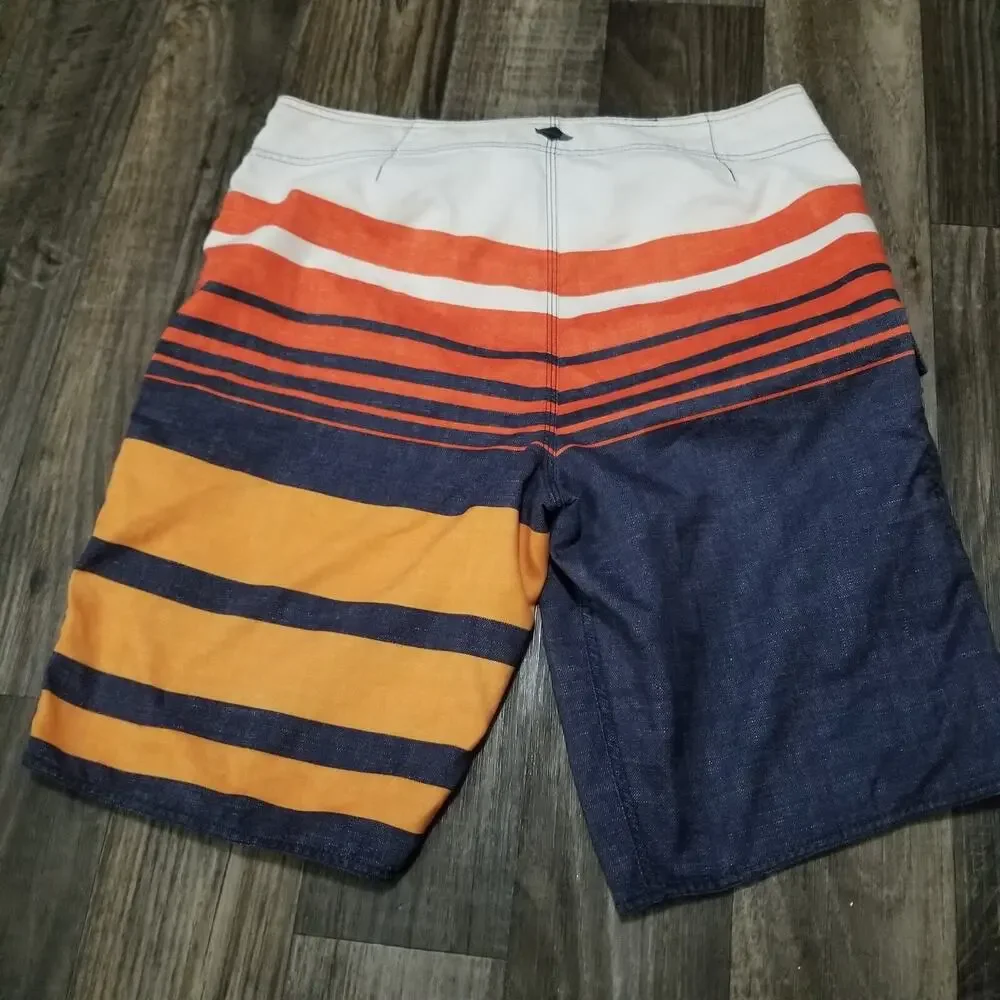 O'Neill Swim Shorts Mens 34 Fishing Board Shorts Logo Blue/Orange‎